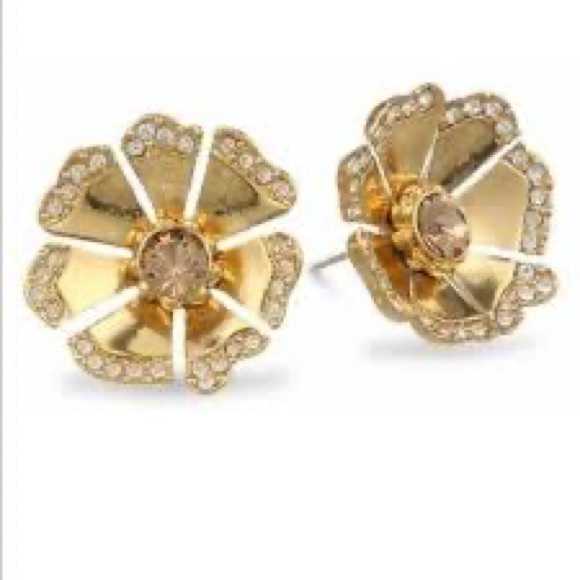 NEW KATE SPADE GARDEN GROVE GOLD PAVE FLOWER EARRINGS